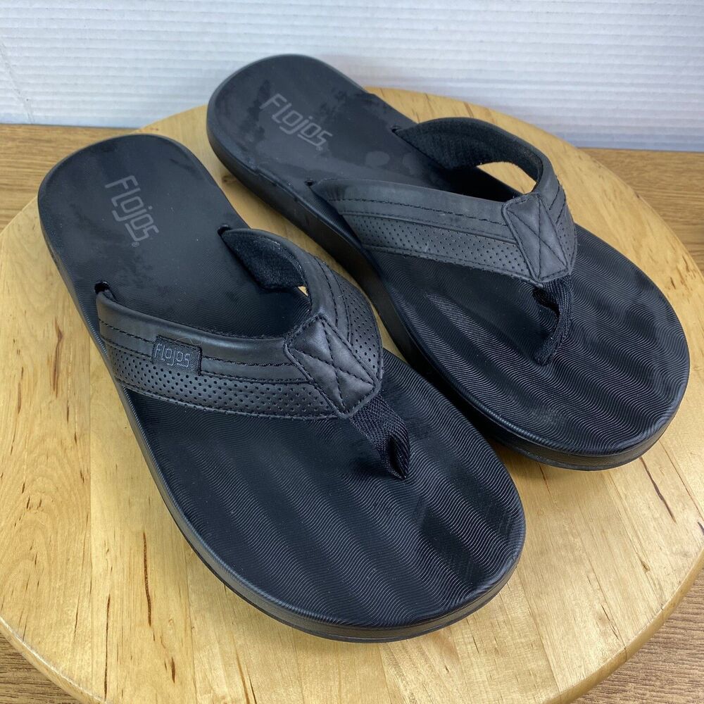 Flojos Men's Size 12 Flip Flop Sandals Black Summer Beach Vacation Comfort Foam - Picture 7 of 7